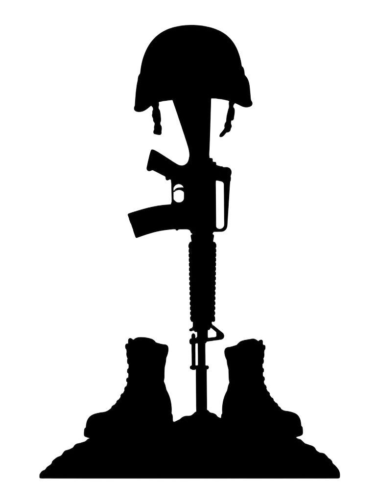 Fallen Soldier's Battle Cross: helmet, rifle, and boots memorial